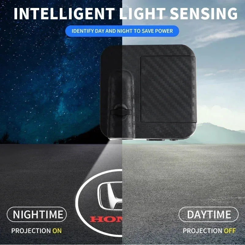 1/2pcs HD Wireless Car Door Welcome Lights Auto Projector Lamp Accessories for Honda Civic Fit Jazz Accord HRV CRV City Stickers