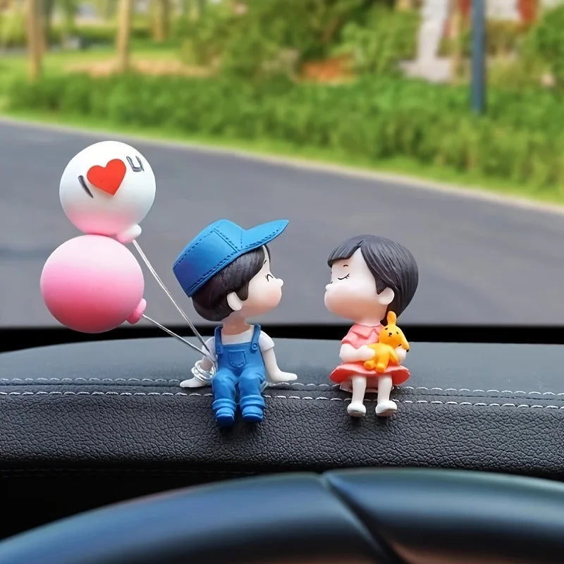 1PC Car balloon couple ornament, in car couple balloon pendant, car cartoon figurine decoration, home ornament for girls