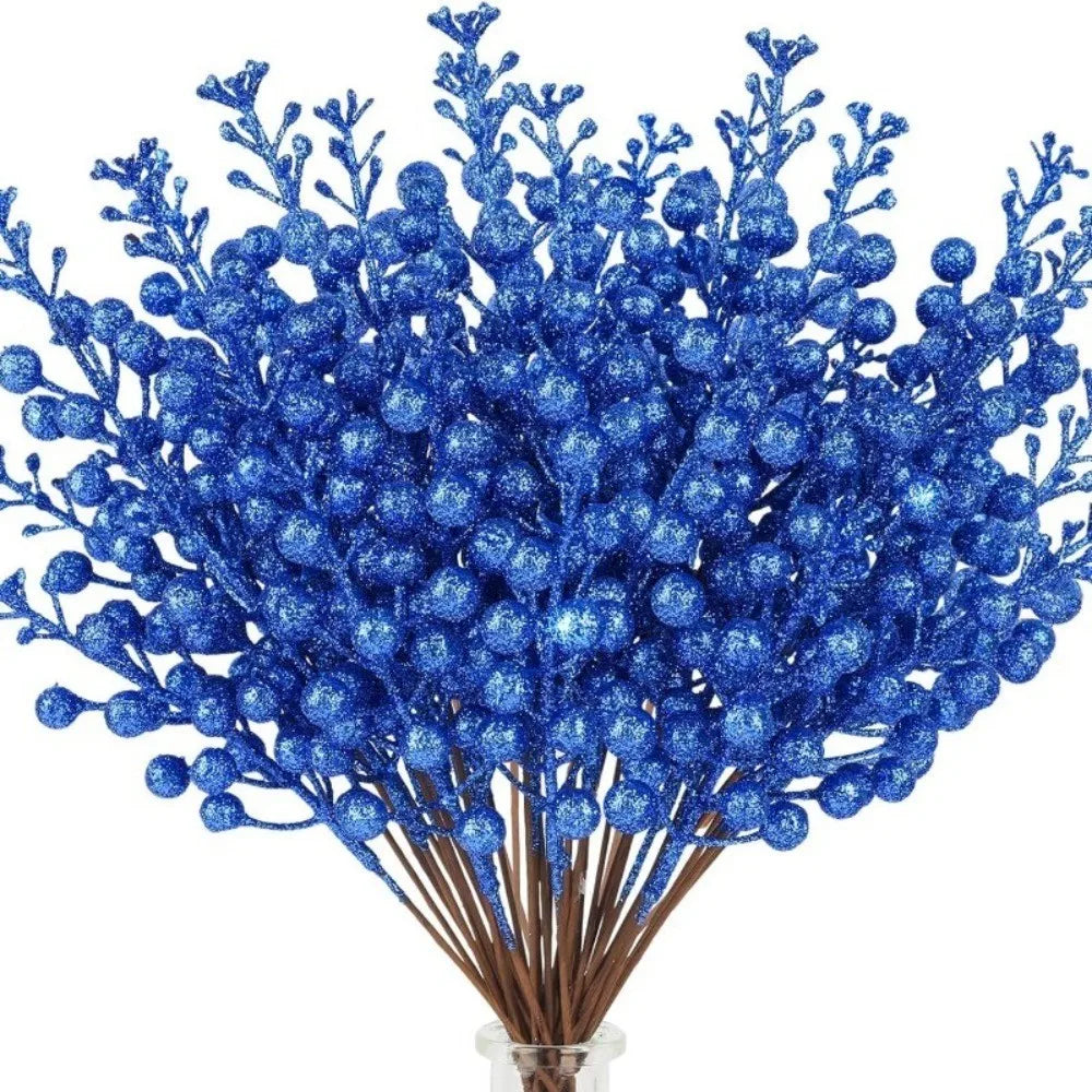10Pcs Artificial Berry Picks Pine Branches Christmas Tree Decoration for Home New Year 2026 Decor Xmas Crafts Wreath Ornament