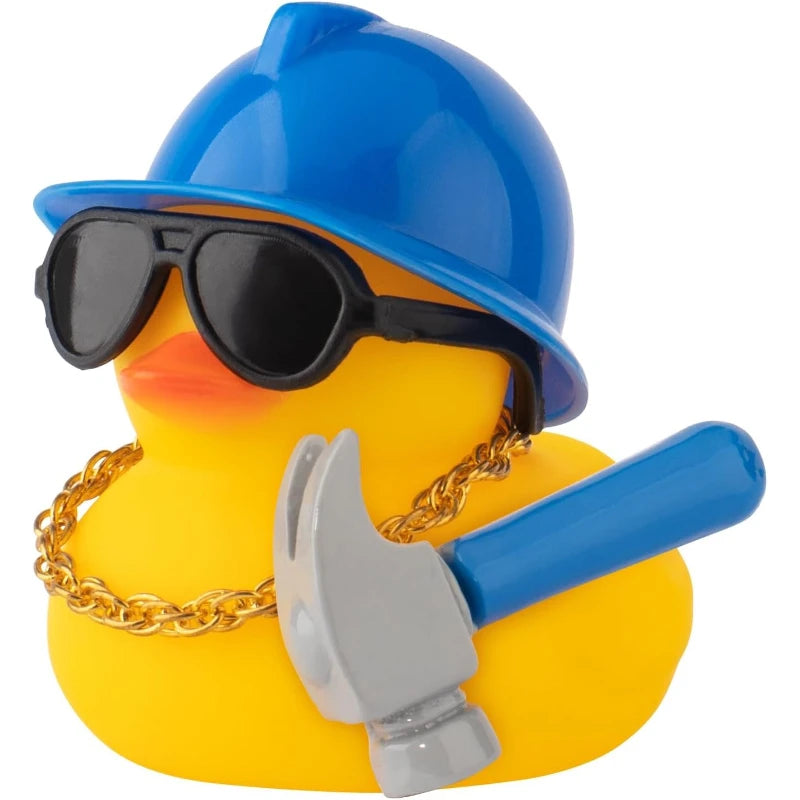 Unique Car Dashboard Decorations Rubber Ducks, Construction Builder Rubber Ducky for Car Ornament Cute Duck with Tool Hammer