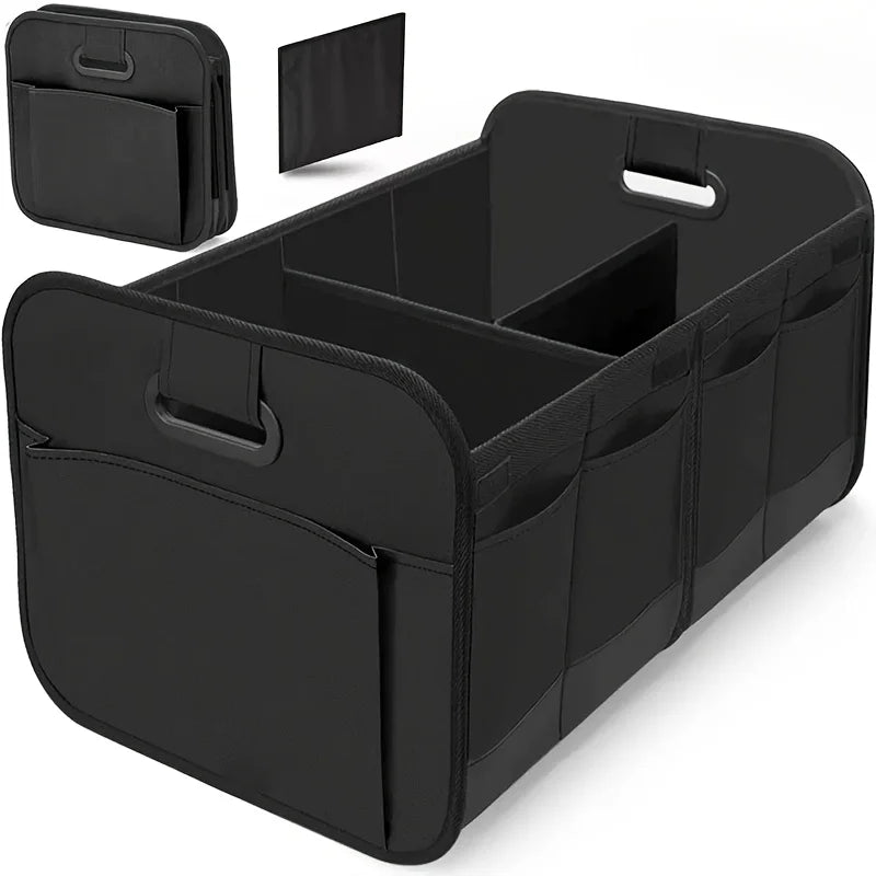 600D Oxford Fabric Collapsible Car Trunk Storage Box Multi-Compartment Organizer for SUV/Minivan with Reinforced Handles