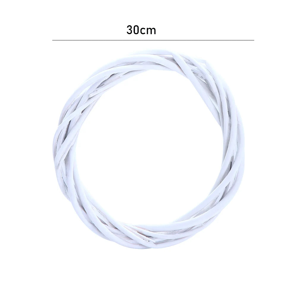 Xmas DIY Craft Ornament Vine Hanging Blank White Garland Rattan Ring Wicker Wreath Christmas Decoration