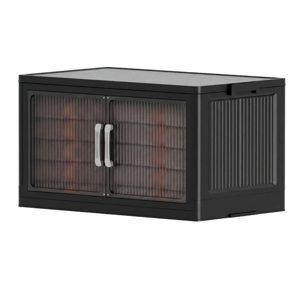 5‑Tier Stackable Plastic Storage Cabinet with Wheels, Foldable Storage Organizer with Transparent Flip‑Door, Multi‑Layer Portable Closet Organizer for Bedroom Living Room Home