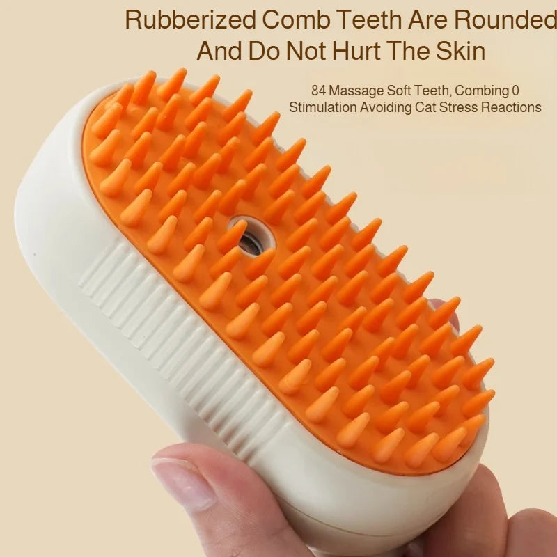 Pet Steam Spray Comb for Detangling and Deshedding 3-in-1 Hair Removal No-Wash Cleaning Massage Grooming Brush for Cats and Dogs