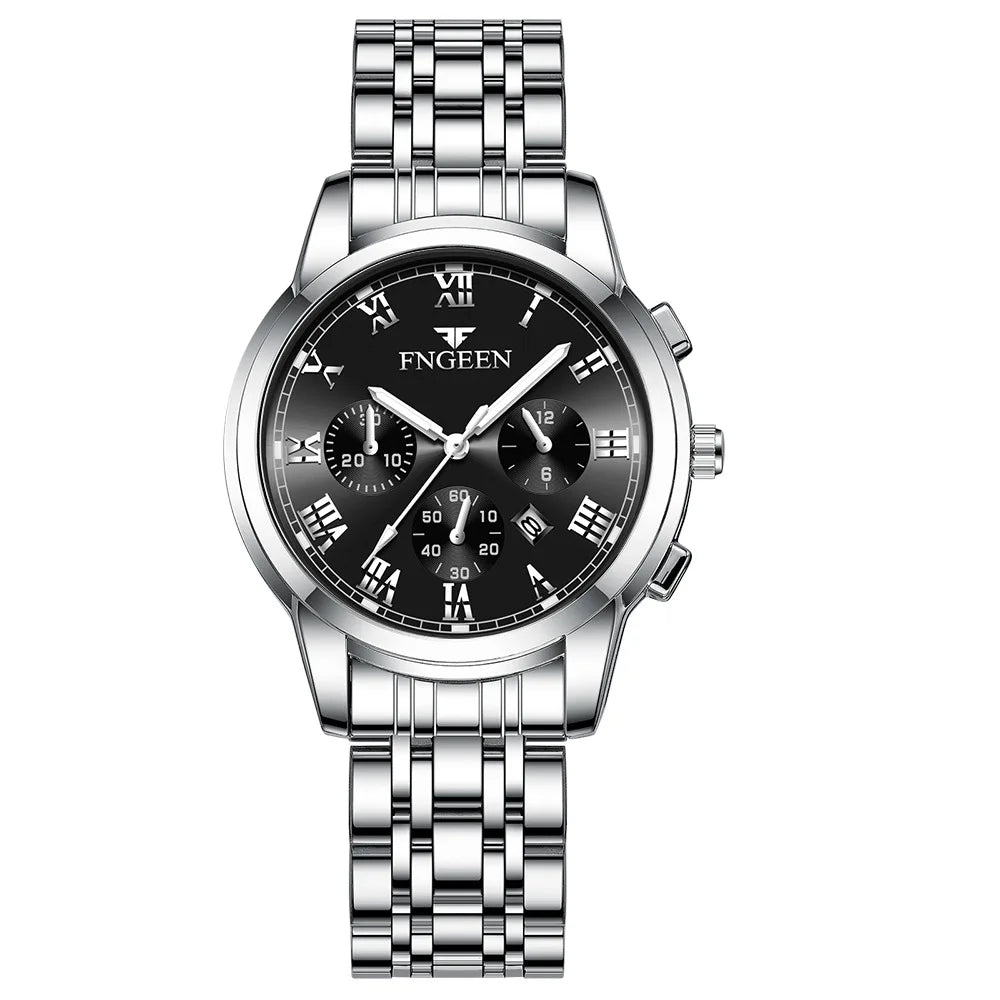 FNGEEN Luxury Quartz Watch Women Elegant Stainless Steel Watch Luminous Waterproof Date Wristwatch Ladies Dress Watch  Ms4006