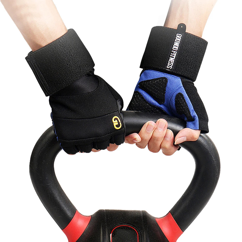 1Pair Workout Gloves with Wrist Support & Full Palm Protection, Multi-Sport Gym Gear for Crossfit/Bodybuilding/Hanging