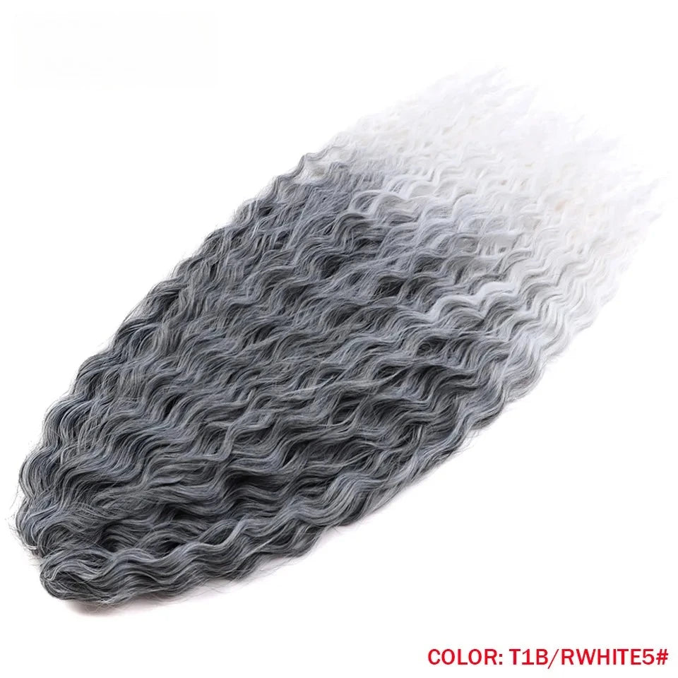 LOVE ME 22 Inch 300g/3pcs Ariel Curl Hair Water Wave Twist Crochet Hair Synthetic Ombre Rainbow Color Braiding Hair Extensions