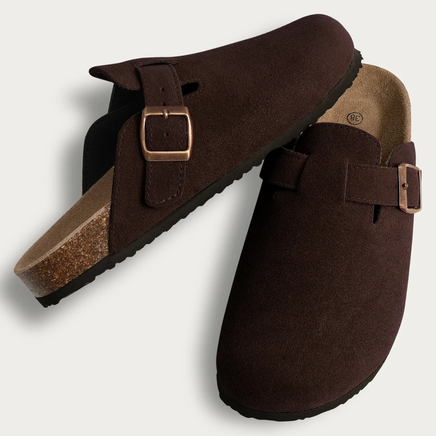 Crestar Cork Suede Mules Slippers For Women Fashion Men Clogs Shoes Classic Cork Antislip Outdoor Slippers With Arch Support