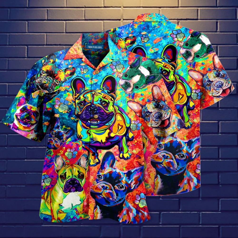Men's Shirt Vocation Bus 3d Print Men Fashion Shirts Single-Breasted Short Sleeve Hawaiian Beach Dart Blouse Clothes