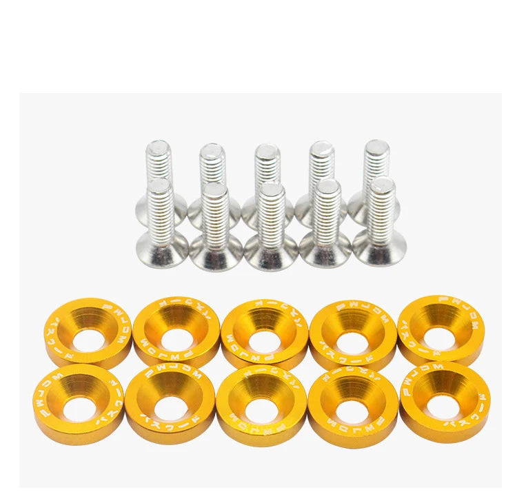 10 PCS M6 Car Modified Fasteners Fender Washer Bumper Engine Concave Screws Fender Washer License Plate Bolts Car Styling Gasket