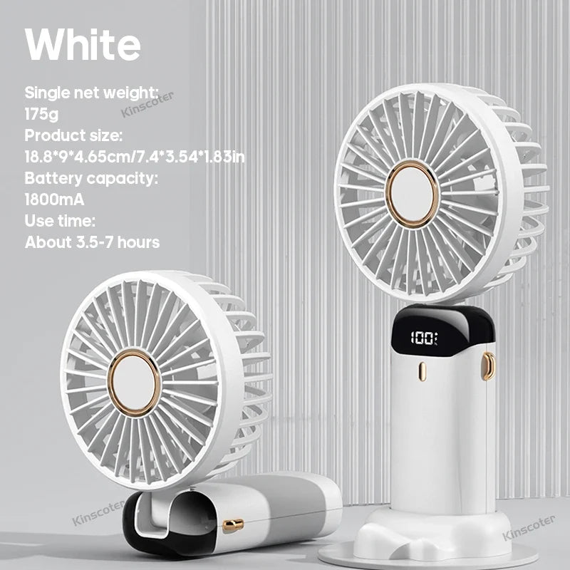 USB Handheld Mini Fan Foldable Portable Neck Hanging Fans 5 Speed USB Rechargeable Fan