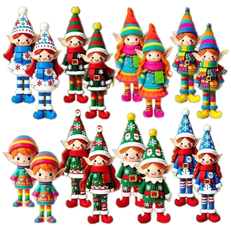 8/16/32Pcs Christmas Wooden Pendants 2D Angel Elf Xmas Hanging Ornament with Rope 2025 Christmas Home Decoration DIY Gift Labels