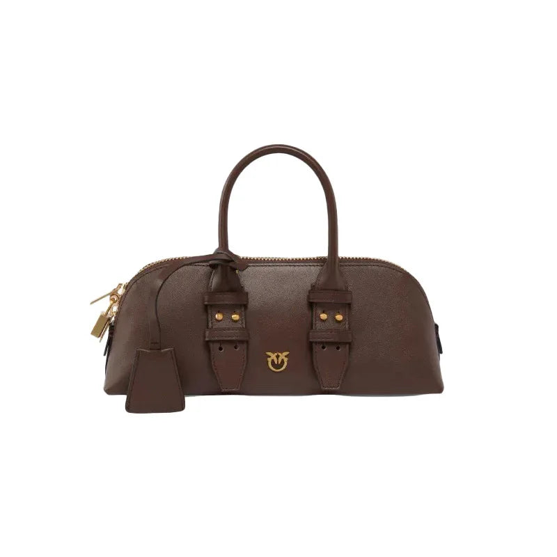 2026 Luxury Pinko‑Inspired Swallow Bowling Bag Top Grain Leather Women’s Minimalist High Quality Handbag