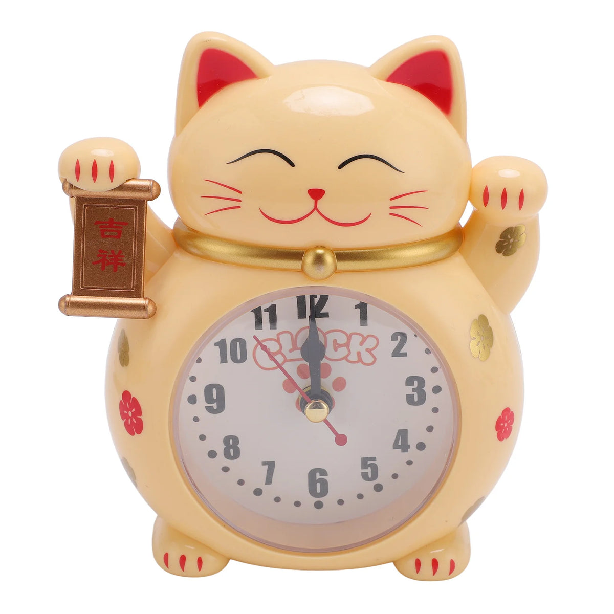 1Pc Lucky Cat Clock Accurate Plastic Cute Cartoon Good Lucky Cat Alarm Clock for Home