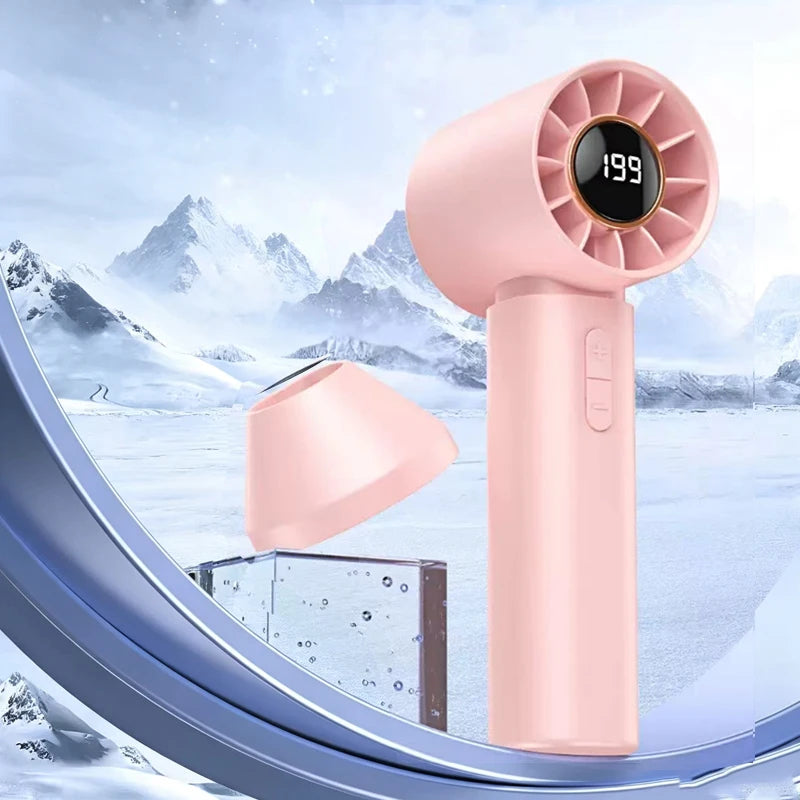 Mini High-speed Handheld Fan Type-c Charging Digital Display Portable Desktop Folding Hanging Camping Violent Turbo Fan