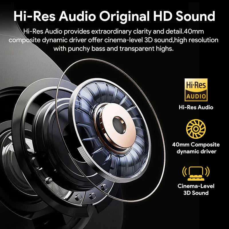 QCY H3 ANC Hi-Res Audio Wireless Bluetooth 5.4 Headphones Over Ear Headset 60Hrs 43dB Hybrid Active Noise Cancellation Earphone