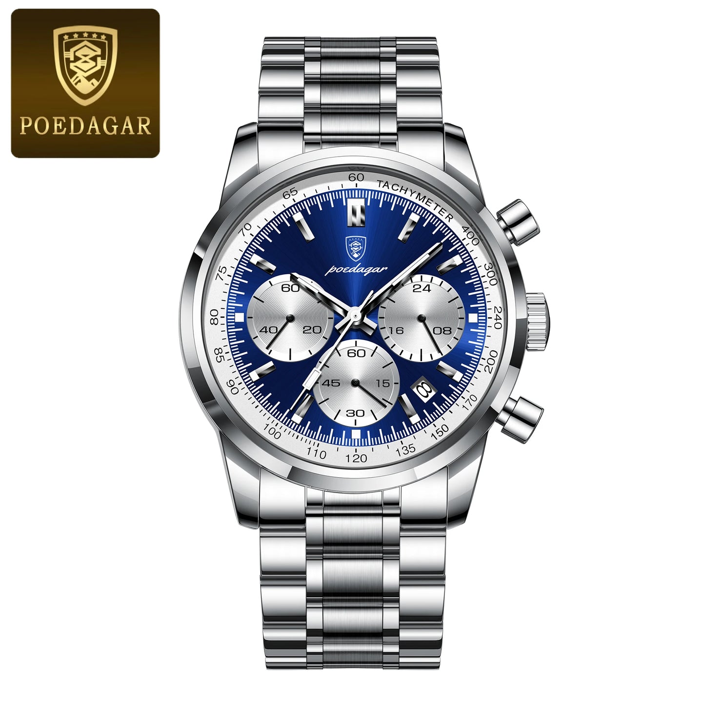POEDAGAR Top Luxury Men Watch Waterproof Luminous Date Chronograph Fashion Men's Quartz Watch Stainless Steel Sports Man Watches