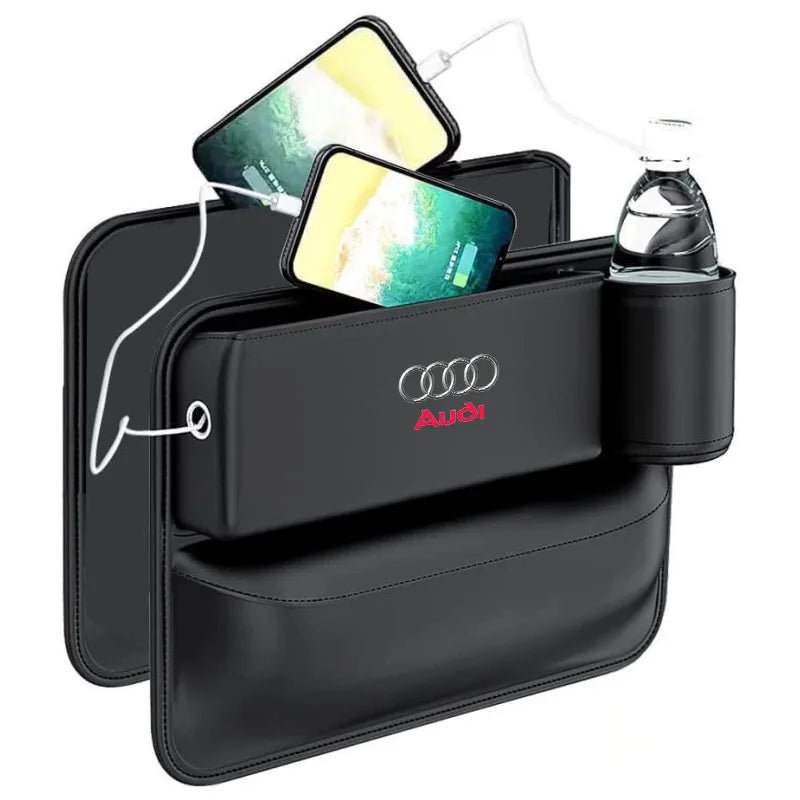 For Audi A3 A4 A5 A6 A7 A8 Q3 Q5 Q7 Q8 RS4 RS5 S3 S4 S5 TT Car Seat Crevice Storage Box Seat Gap Slot With Cup Holder Organizer