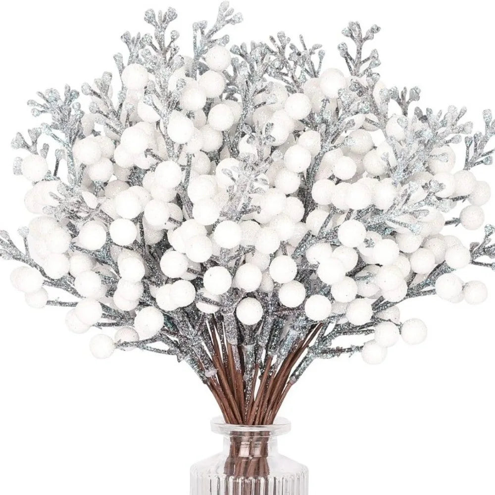 10Pcs Artificial Berry Picks Pine Branches Christmas Tree Decoration for Home New Year 2026 Decor Xmas Crafts Wreath Ornament