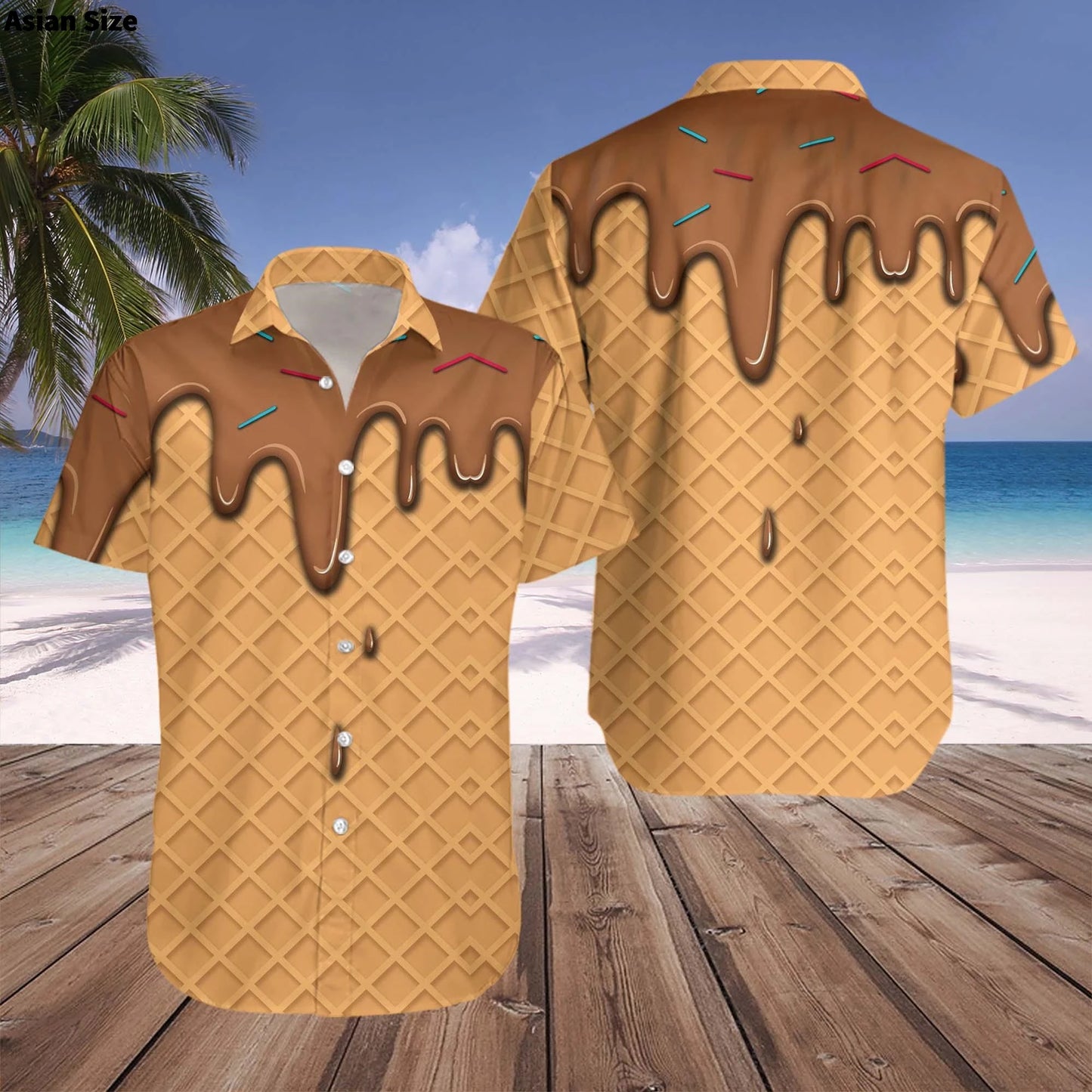 2025 Cold Ice Cream Hawaii Shirt Unisex 3D Printed Funny Popsicle Aloha Shirts Summer Short Sleeve Beach Lapel Blouse Tops