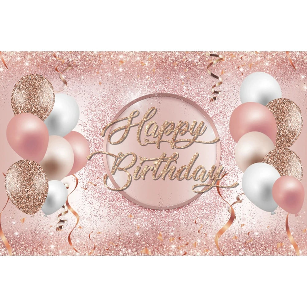 Happy Birthday Backdrop Gold Frame Frame Flower Butterfly Baby Shower Adult Anniversary Birthday Party Photography Background