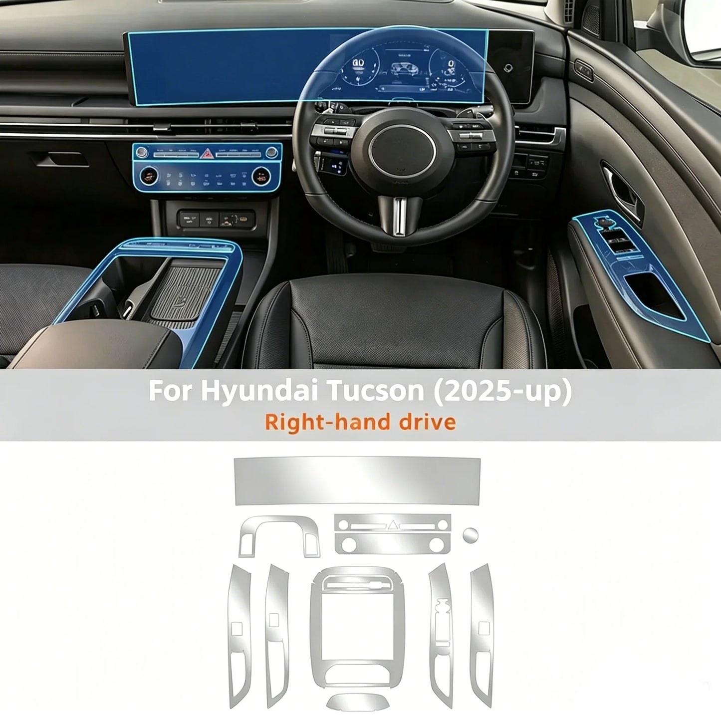 Center Console Transparent TPU Protective Film For Hyundai Tucson 2025-2026 Interior TPU Film Interior Screen Protector