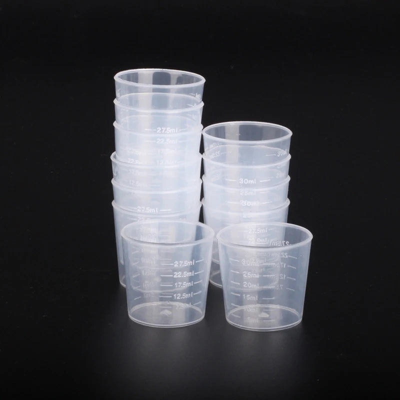 20pcs 30ml Plastic Graduated Measuring Cup Liquid Container Epoxy Resin Silicone Making Tool Transparent Mixing Cup DIY Tool