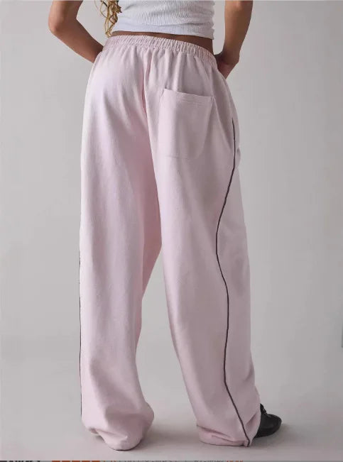 2026 summer wide leg sports pants, loose fit straight leg casual pants, comfortable Striped Wide Leg Sports Pants For Women