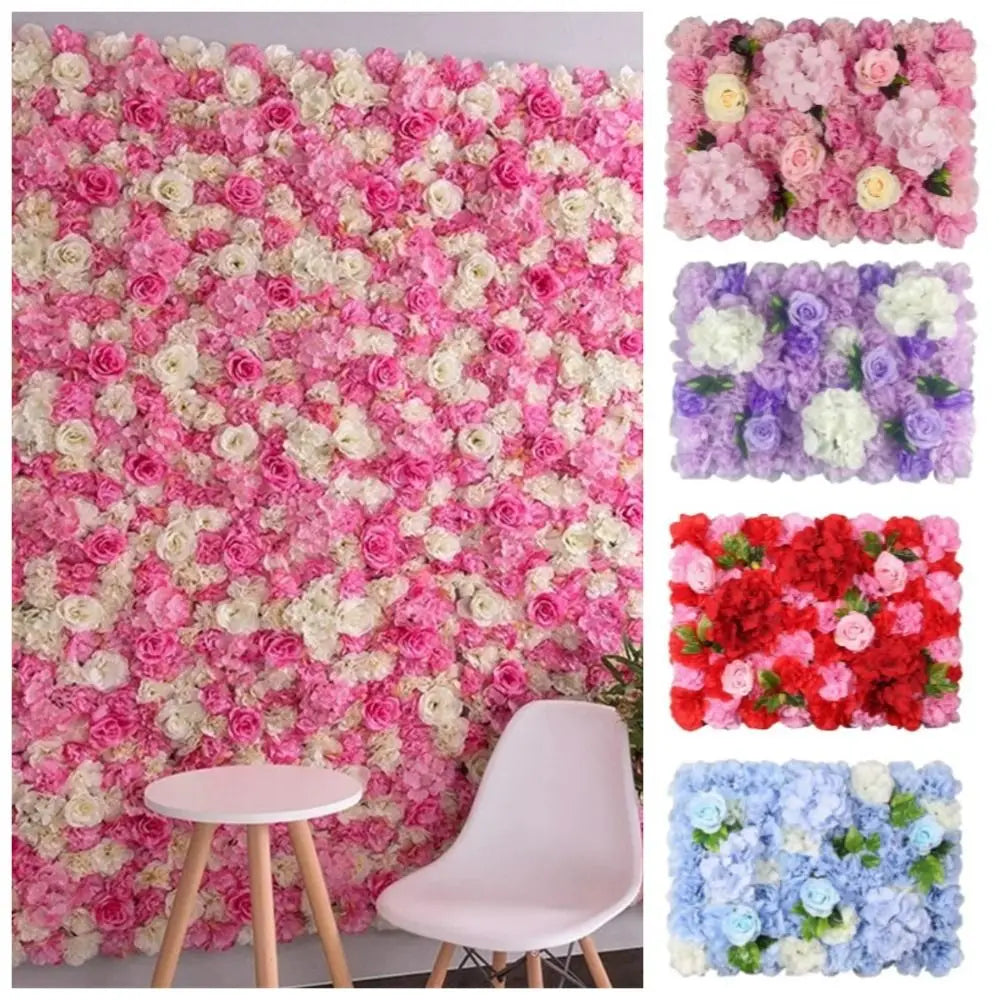 Handmade Artificial Flower Wall Panels Realistic Romantic Rose Wedding Background Durable 60X40cm Wedding Wall Backdrop