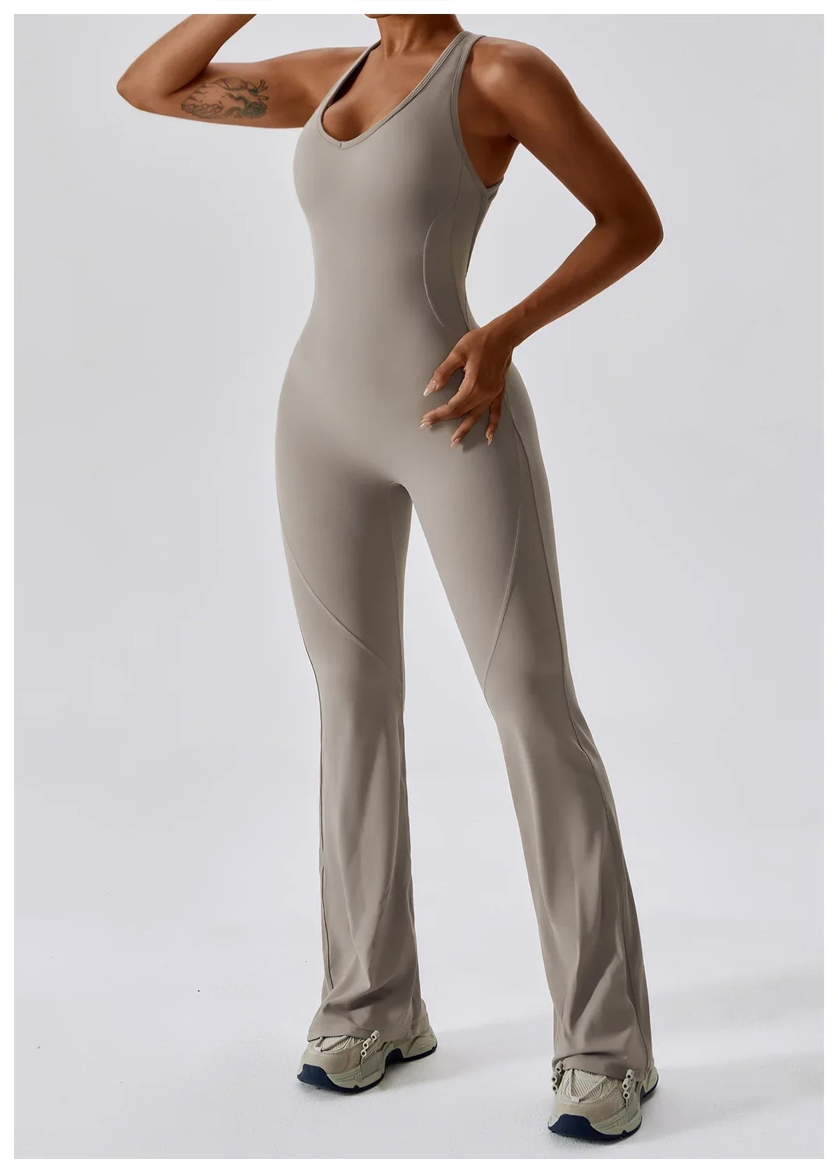 Women Sports Jumpsuits Flare Leggings Pad One-Piece Sports Bodysuit Dancing Yoga Clothes Tracksuit Gym Tights Activewear