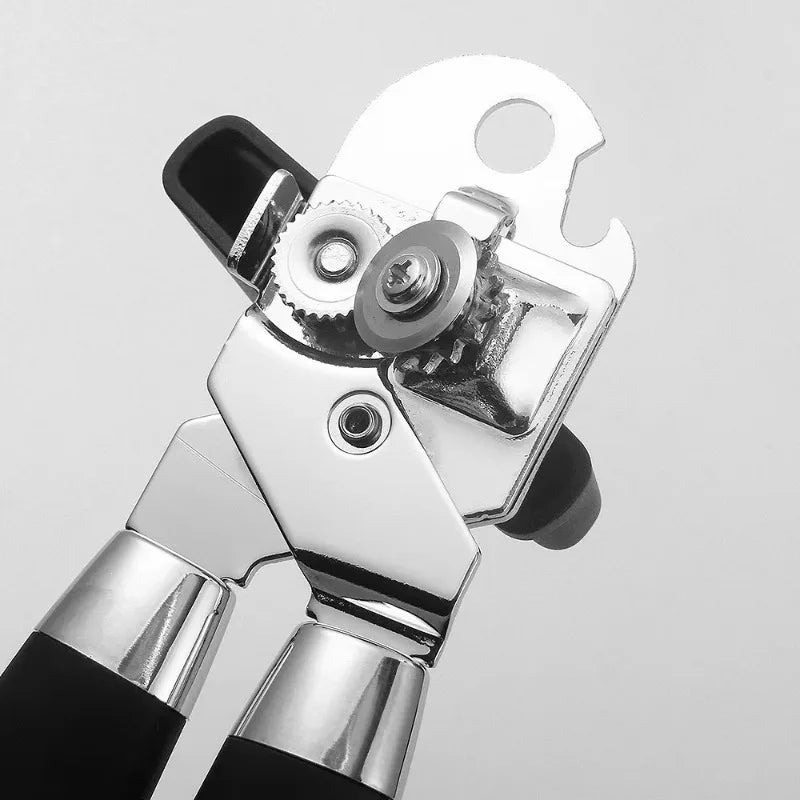 Stainless Steel Can Opener Multifunctional Side Cut Professional Kitchen Tool with Bottle Opener Non Slip Handle Dishwasher Safe