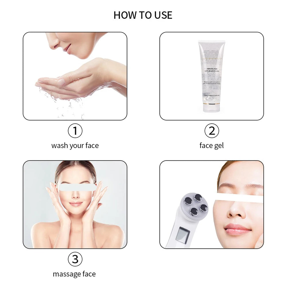 5 In 1 Home Facial Beauty Device Mesotherapy Electroporation RF Radio Frequency Facial LED Photon Skin Care Beauty Device Face Lifting Tighten