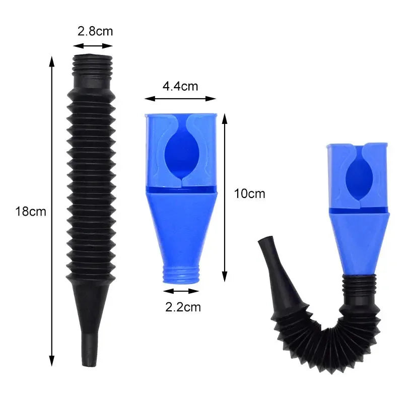 1/2/4/6pcs Blue Universal Plastic Multi-Function Wide Mouth Large Funnels Flexible Draining Tool Snap Funnel For Automotive Oil