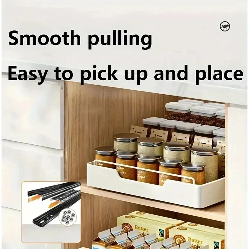 Under Sink Cabinet Pantry Storage Tray Rack Sliding Pull Out Drawer Organizer Space Saving Kitchen Storage Shelf Household Stora
