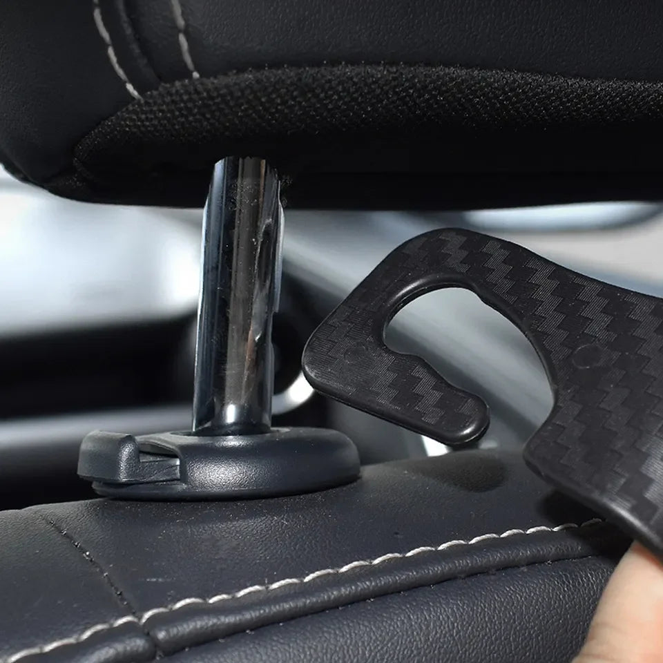 4Pcs Carbon Fibre Hook Car Seat Headrest Hook Auto Back Seat Organizer Hanger Handbag Clothes Bracket Car Interior Accessories