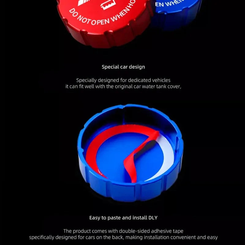 Universal Fit Aluminum Alloy Car Water Tank Cap for Mercedes Benz AMG Models with Decorative Sticker Compatible with W204 W205 W