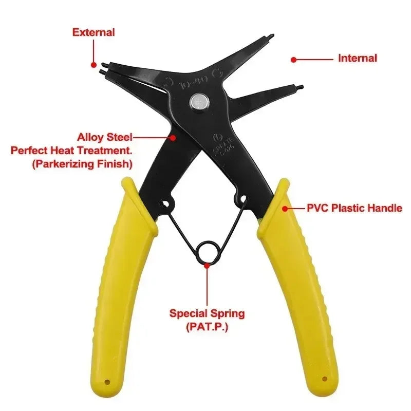 1pc Circlip Pliers 2 in 1 Internal and External Dual Purpose Pliers External Spring Pliers Large Retaining Ring Removal Tool