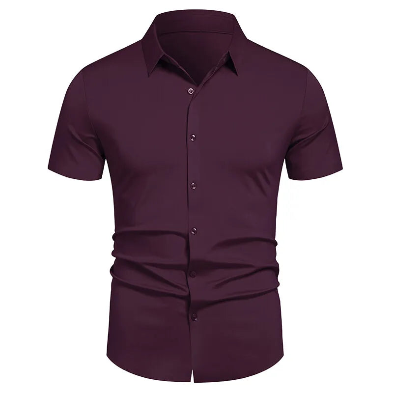 Men's Stretch Shirt Wrinkle Free Dress Shirts Regular Fit Short Sleeve Stretch Business Casual Button Down Shirts