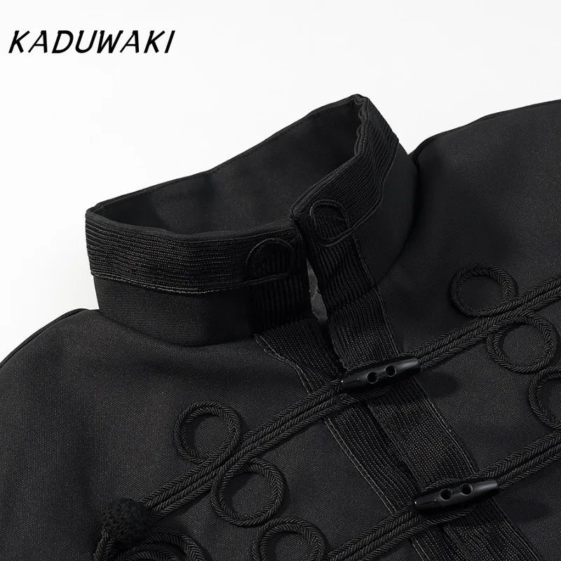 KADUWAKI Graceful Women's Jacket O-neck Full Sleeve Chinese Knot Female Napoleon Jackets Spring New Chic High Street Lady Coats