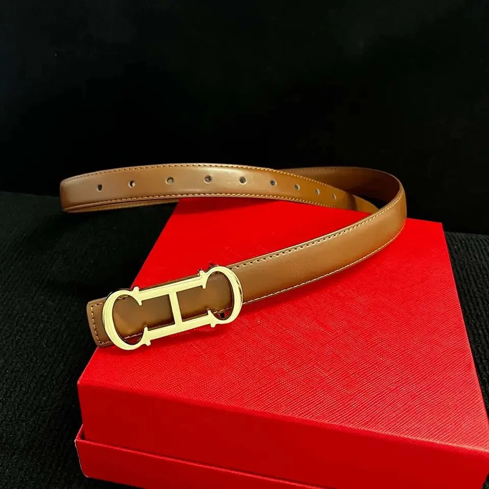 New Designed 25mm Women's Belt with Elegant Gold Letter buckle,Suitable for Daily Multifunctional Jeans Decoration Fashion belt