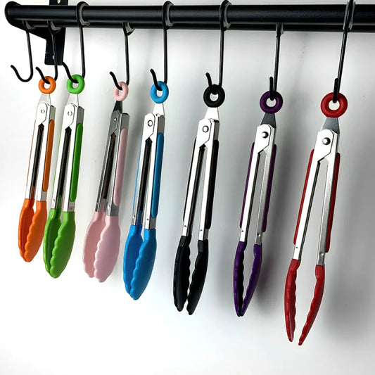 Anti Slip Cooking Serving Tongs Stainless Steel Food Clip Bread Salad Tong Heat-Resistant Barbecue Clips Kitchen Cooking Tool