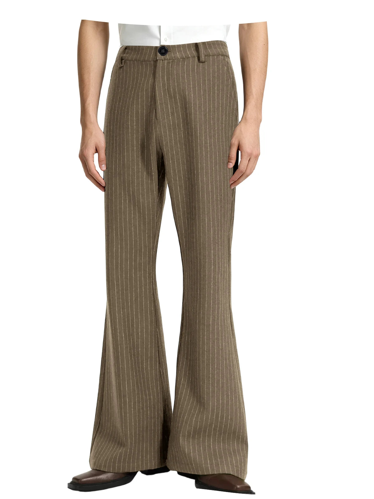 Men's Pinstripe Bell Bottom Pants High Waist Vintage Striped Flared Trousers 60s 70s Disco Outfits for Men Nightclub Party Dance