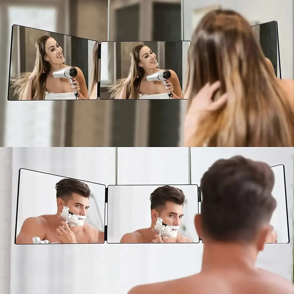 Adjustable Retractable Folding Three-Mirror