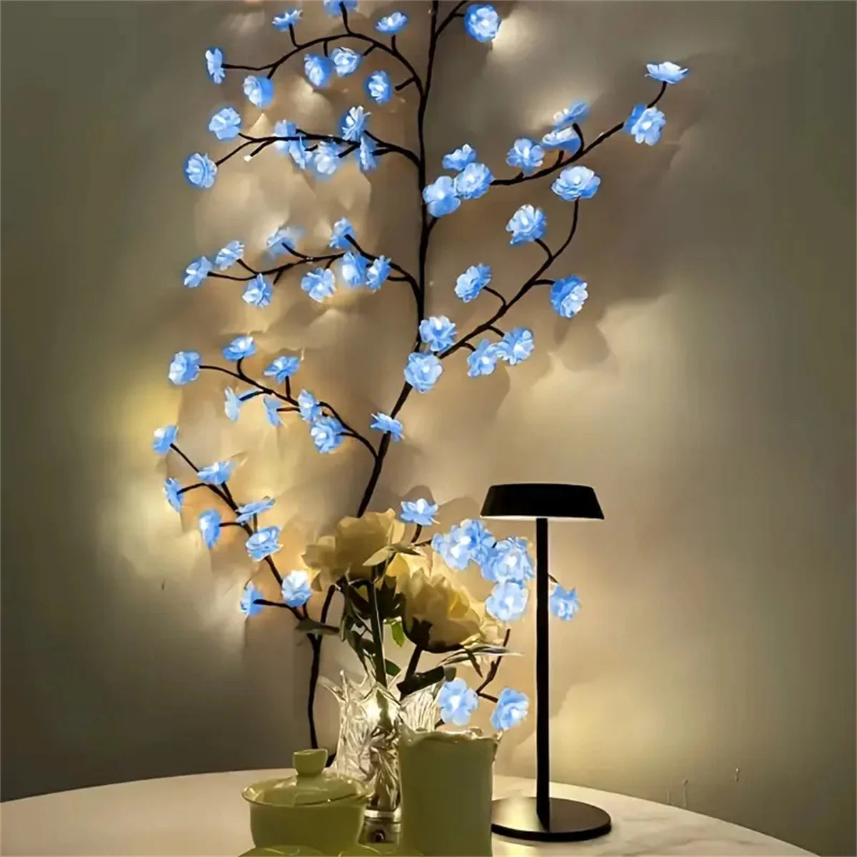 96 Led USB Cherry Blossom Light String Artificial Flower Tree Branch Rattan Lights 8 Modes For Party Home Christmas Decoration
