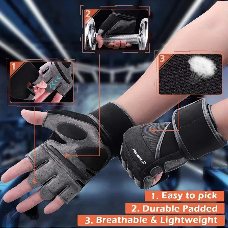 WIinmax Half Finger Fitness Gloves Palm Protect Non-Slip Weightlifting Dumbbell Horizontal Bar Training Gloves Gym Equipment