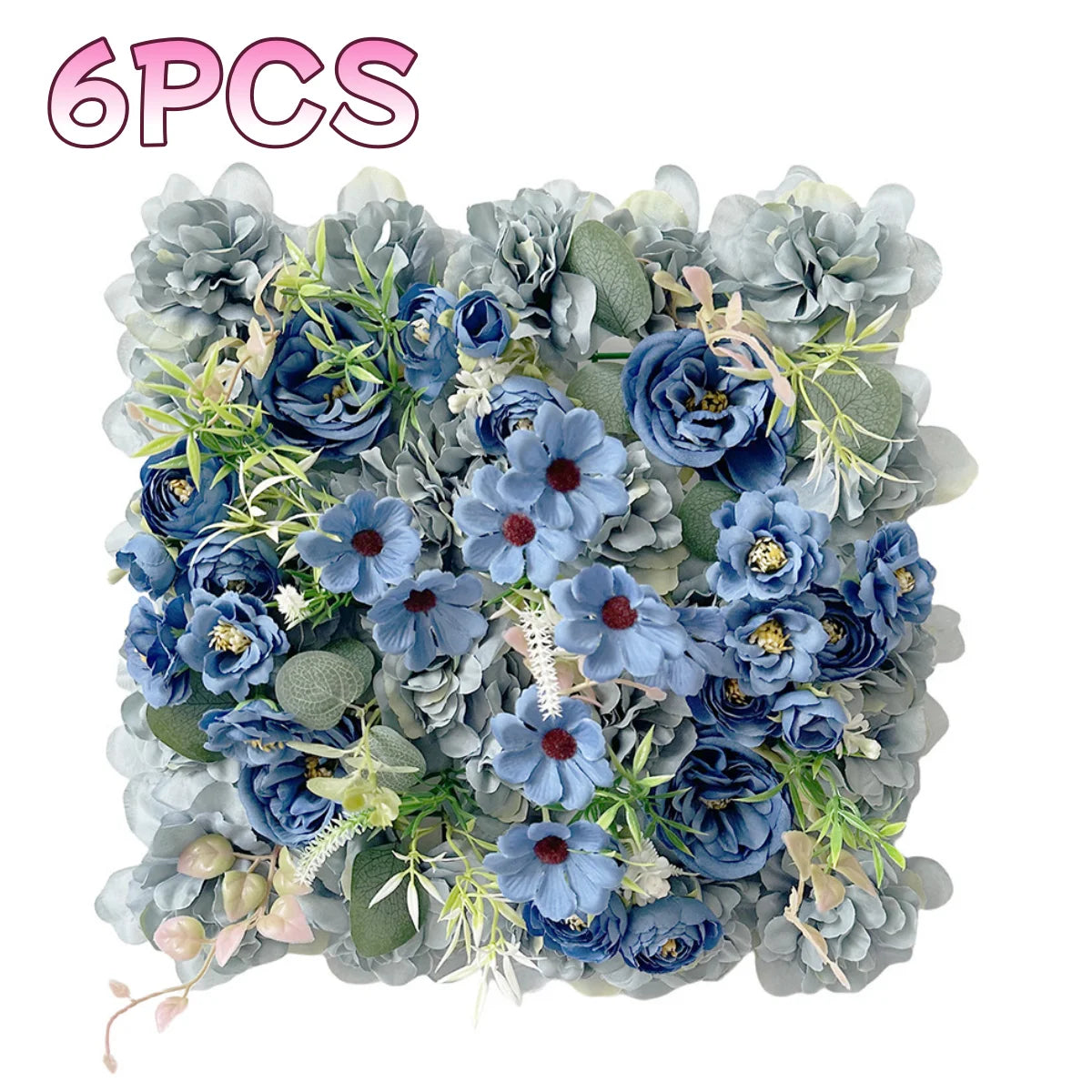 6Pcs Flower Wall Panels 3D Artificial Rose Wall Backdrop for Wedding Bridal Shower Party Photo Photography Background Decor