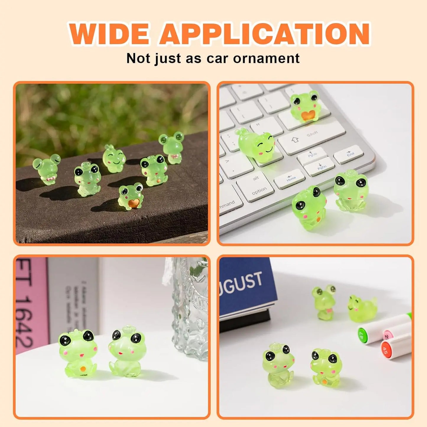 6PCS Fun Luminous Frog Car Dash Decorations Car Rear View Mirror Ornament Interior Accessories for Home Office