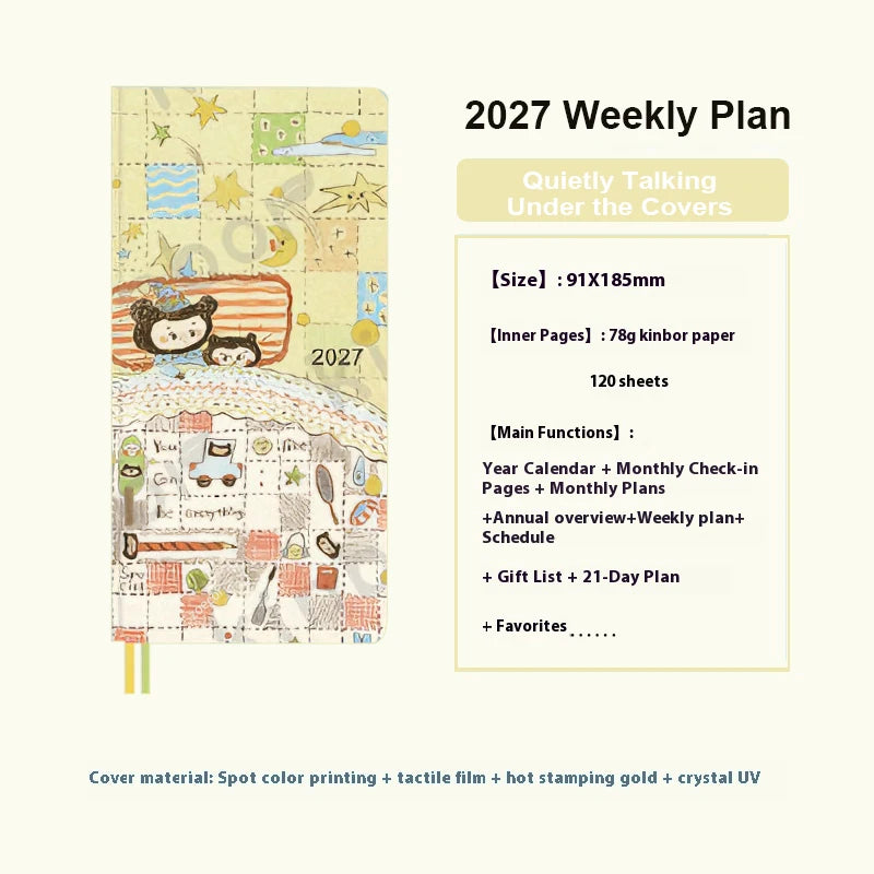 Newest Kinbor 2027 Notebook Agenda Weekly Planner 52g BaChuan Paper Pocket Journal Plan Book Travel Recording School Supplies