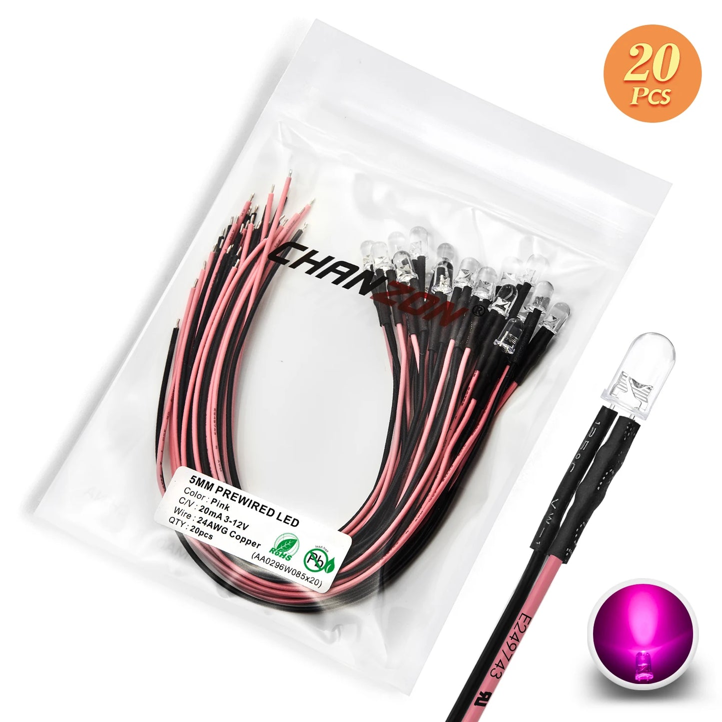 12V 5mm LED Diode Kit Warm White Red Green Blue Yellow Orange UV Purple Pink Prewired 5 9 12 V Light Emitting Indicator RC Lamp