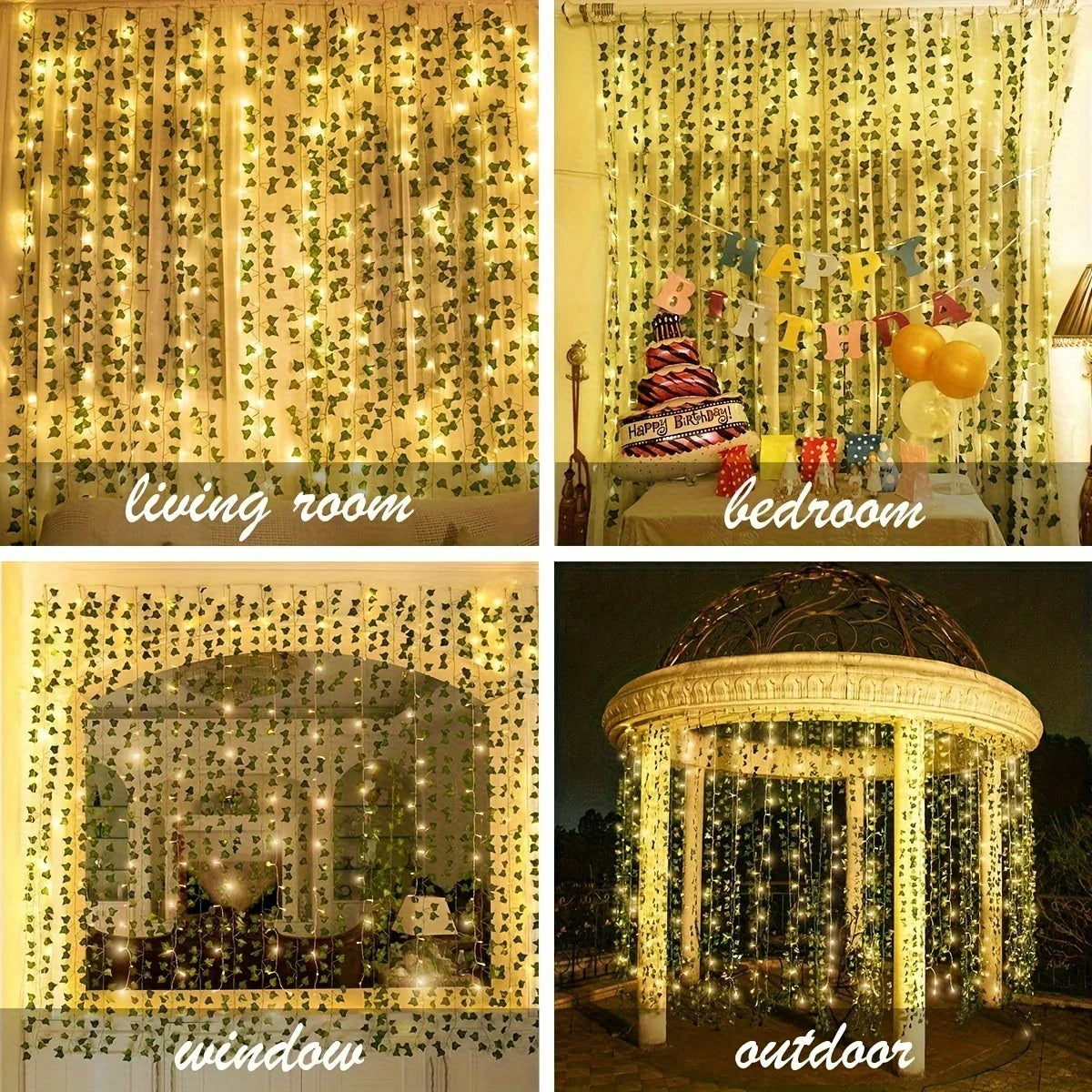 Artificial Ivy With String Lights,LED String Lights, Leaf Artificial Leaves String Lights, Suitable For Wedding, Wall Decoration